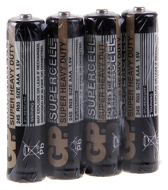 Батарейка солевая GP Supercell Super Heavy Duty, Aaa, R03-4s, 1.5в, спайка, 4 шт.