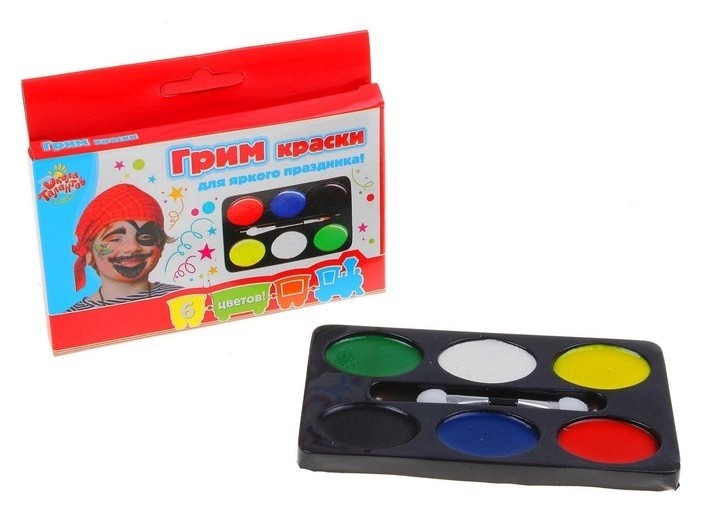 Краски-грим для лица и тела: 6 цветов + аппликатор