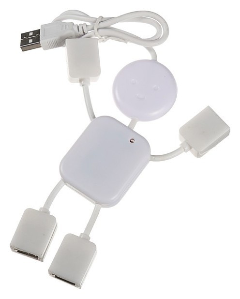 

Разветвитель USB (Hub) "Человечек", 4 порта USB 2.0, шнур 41см, Белый
