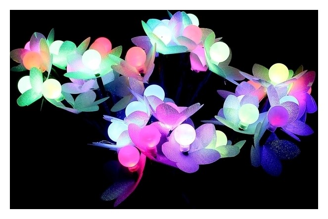 Светодиодный куст улич. 0,3 м, "Шарики/цветы", 32 Led, 220v, моргает мульти  LuazON Home