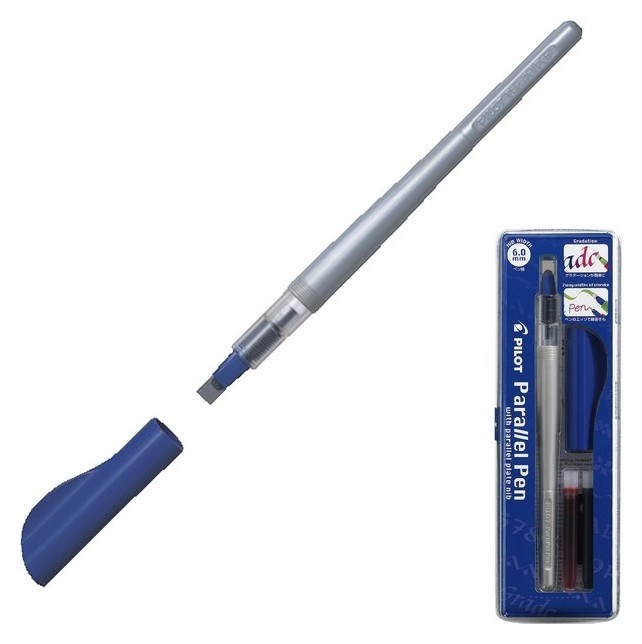 

Ручка перьевая для каллиграфии Pilot Parallel Pen, 6.0 мм, (Картридж Ic-p3), набор в футляре, Разноцветный