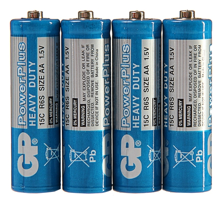 Батарейка солевая GP Powerplus Heavy Duty, AA, R6-4s, 1.5в, спайка, 4 шт.