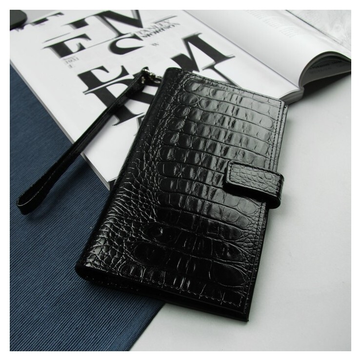 Портмоне мужское, 3 отдела, для карт, для монет, с ручкой, цвет чёрный  Cayman