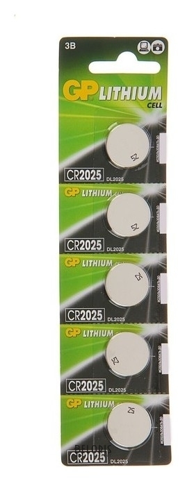 Батарейка литиевая GP, Cr2025-5bl, 3В, блистер, 5 шт. GР