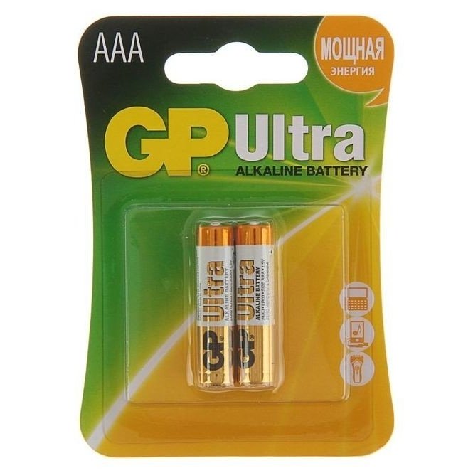 Батарейка алкалиновая GP Ultra, Aaa, Lr03-2bl, 1.5в, блистер, 2 шт.