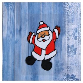 Наклейка на стекло "Дед мороз счастливчик" 10х13 см Зимнее волшебство