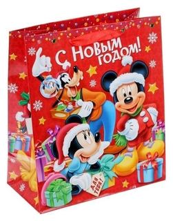 Пакет подарочный ламинированный «С новым годом!», микки маус и его друзья, 23 х 27 х 8 см Disney