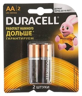 Батарейка алкалиновая Duracell, АА, Lr6-2bl, блистер, 2 шт. Duracell