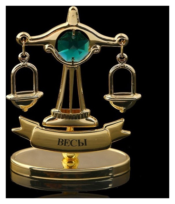 

Сувенир знак зодиака «Весы», 7×2,3×9 см, с кристаллом сваровски, Золотистый