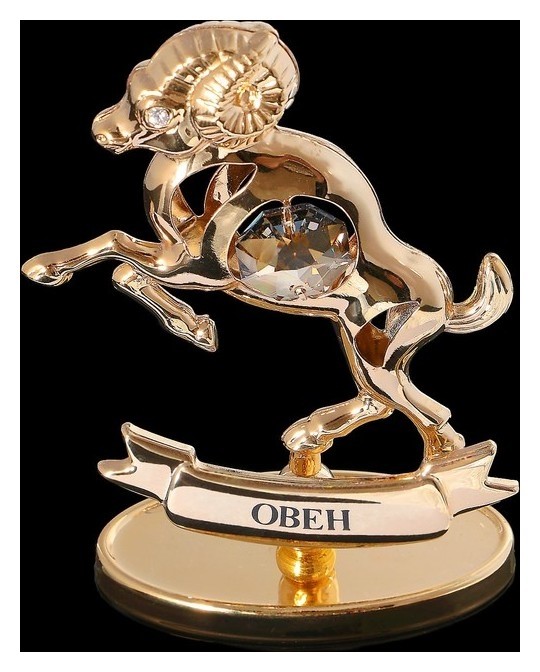 

Сувенир знак зодиака «Овен», ,5×4×6,, с кристаллом сваровски, Золотистый