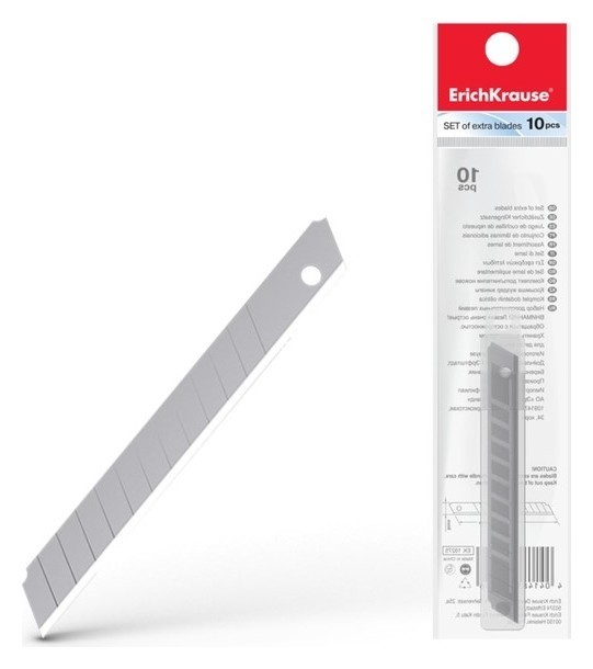 Лезвия для канцелярского ножа 9 мм, 10 шт., Erich Krause, в пластиковом контейнере