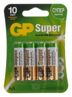 Батарейка алкалиновая GP Super, AA, Lr6-4bl, 1.5в, блистер, 4 шт. GР