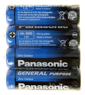 Батарейка солевая Panasonic General Purpose, AA, R6-4s, 1.5в, спайка, 4 шт. Panasonic
