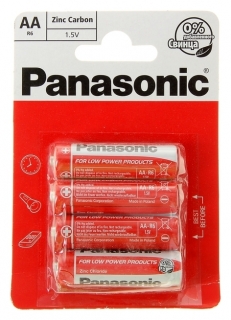 Батарейка солевая Panasonic Zinc Carbon, AA, R6-4bl, 1.5в, блистер, 4 шт Panasonic