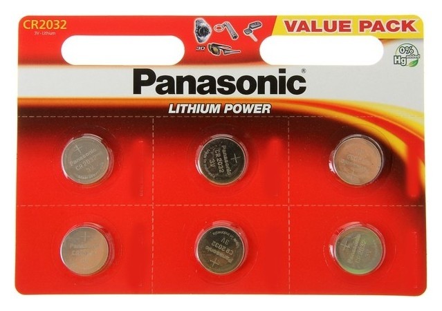 

Батарейка литиевая Panasonic Lithium Power, Cr2032-6bl, 3В, блистер, 6 шт.