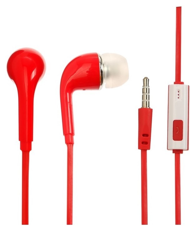 Наушники Luazon W-09, вакуумные, микрофон на прищепке, красные