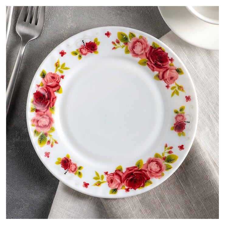 Тарелка десертная «Поэзия роз», 17,5 см  Доляна