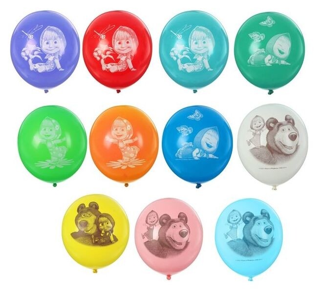 Шар латексный 14 «Маша и медведь», пастель, набор 50 шт. Belbal