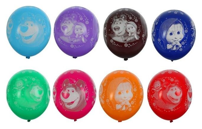 Шар латексный 14" «Маша и медведь», пастель, 5-сторонний рисунок, набор 25 шт. Belbal