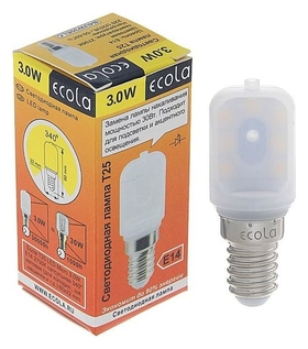 Лампа светодиодная Ecola, T25, 3 Вт, E14, 2700 К, 340°, для холодильников и швейных машин Ecola
