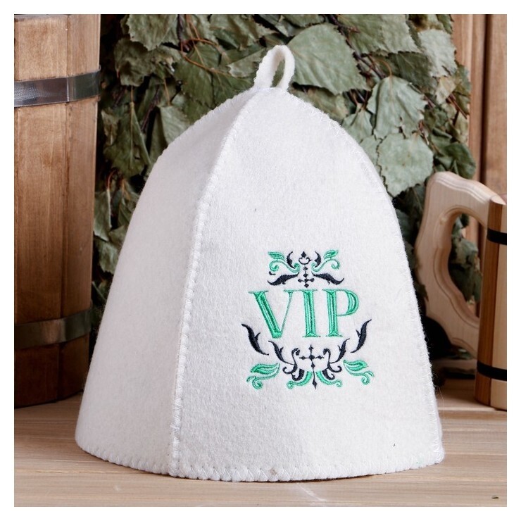 Шапка банная с вышивкой "VIP"  Банная забава