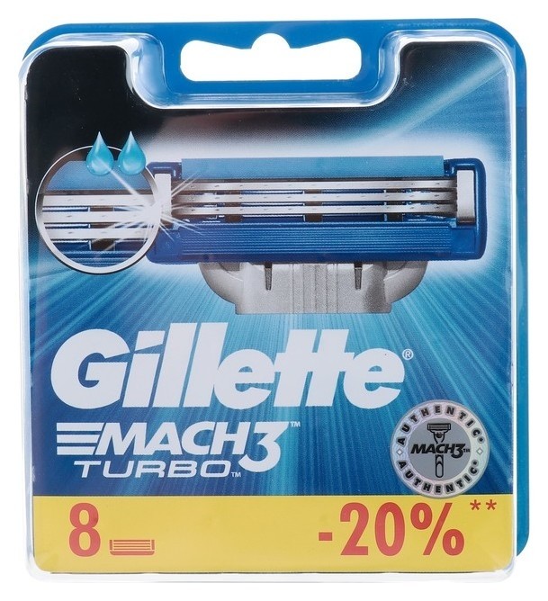 

Сменные кассеты Gillette Mach 3 Turbo Aloe, 3 лезвия, 8 шт