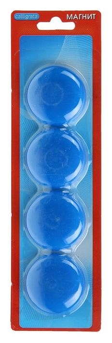 Магниты для доски, D-4 см, набор 4 штуки, на блистере, синие