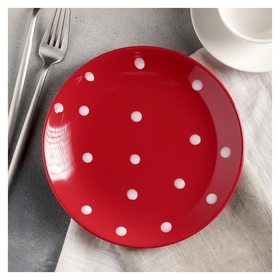 Тарелка десертная «Красный горох», 19 см, цвет красный Доляна