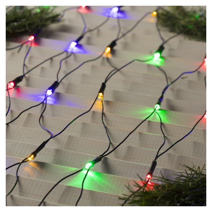 Гирлянда "Сеть" 1.6 х 1.6 м, Ip20, тёмная нить, 144 Led, свечение мульти, 8 режимов, 220 В