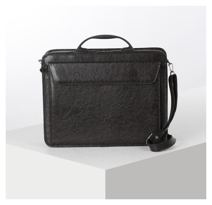 Сумка-портфель мужская на молнии, 3 отдела, наружный карман, длинный ремень, цвет коричневый
