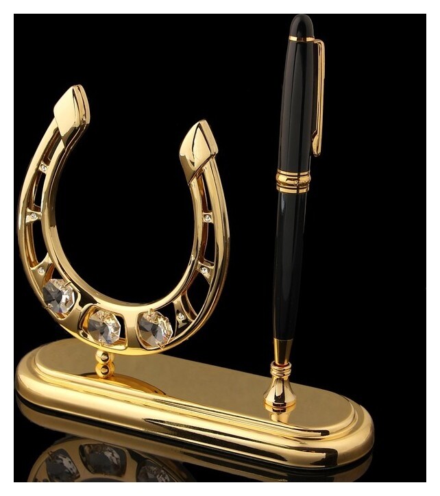 Ручка на подставке Подкова с кристаллами сваровски  Swarovski Elements