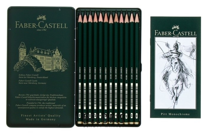 Набор карандашей чернографитных разной твердости Castell Faber-castell 9000