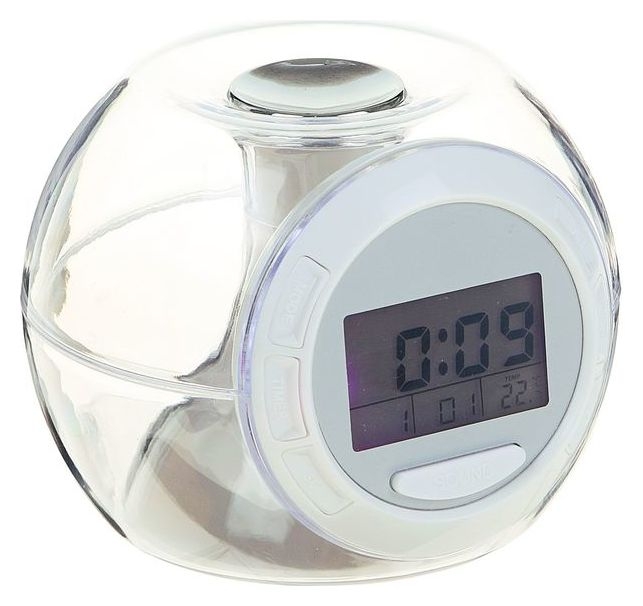 Часы-будильник Luazon Lb-06, 7 цветов дисплея, 6 мелодий, прозрачный
