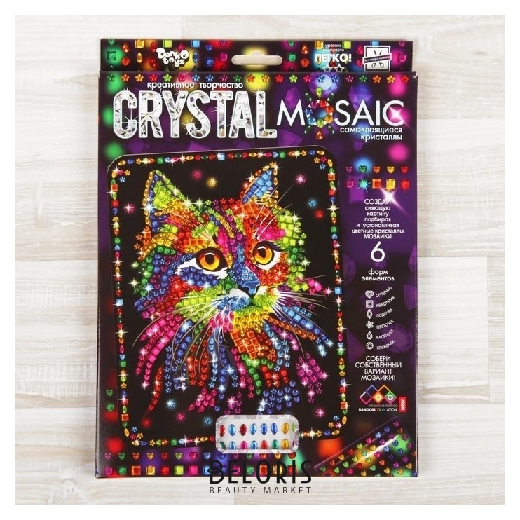 Набор для создания мозаики «Кот» Crystal Mosaic, на тёмном фоне Danko toys