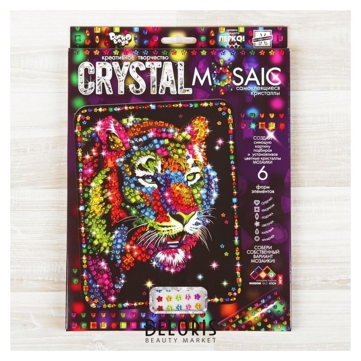 Набор для создания мозаики «Тигр» Crystal Mosaic, на тёмном фоне Danko toys
