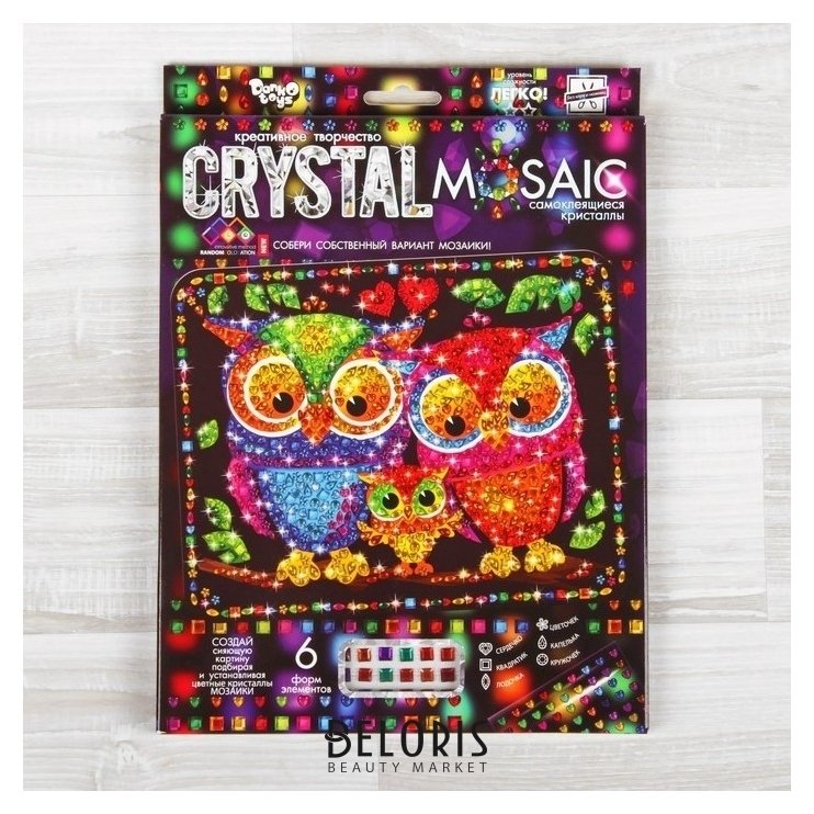 Набор для создания мозаики «Совушки» Crystal Mosaic, на тёмном фоне Danko toys