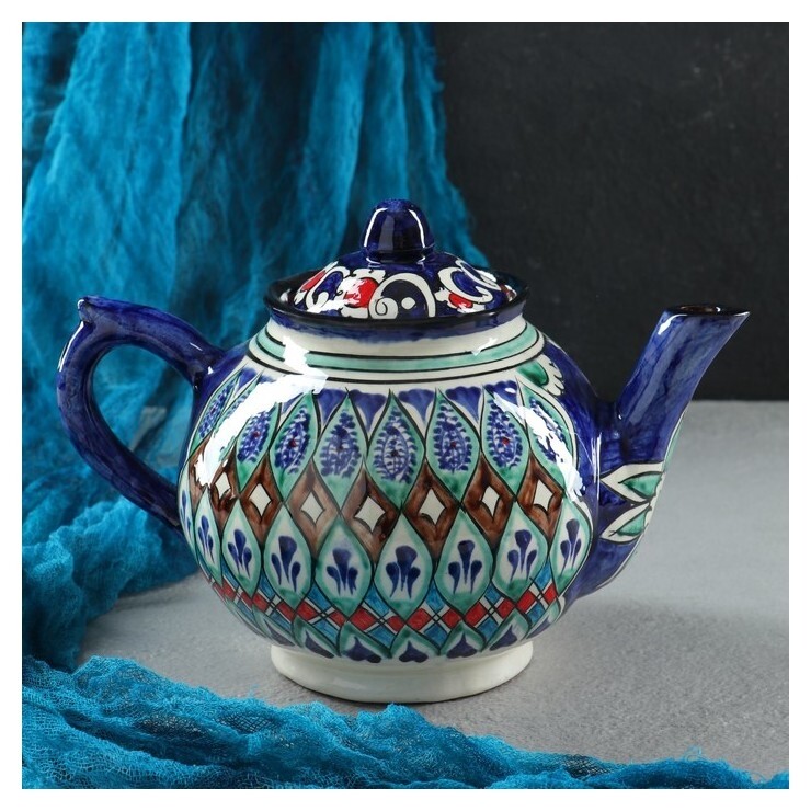 Чайник керамический разноцветный 1000 мл  Риштанская керамика