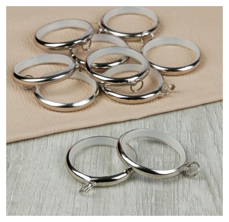 Кольцо для карниза, D = 36/48 мм, 10 шт, цвет серебряный Арт узор