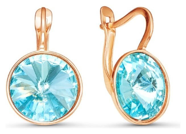 

Серьги позолота "Лазурь" круг, цвет голубой