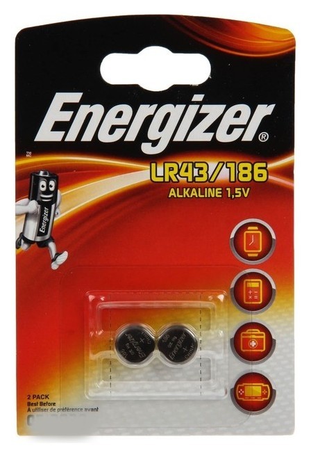 

Батарейка алкалиновая Energizer, Lr43 (186)-2bl, 1.5в, блистер, 2 шт.