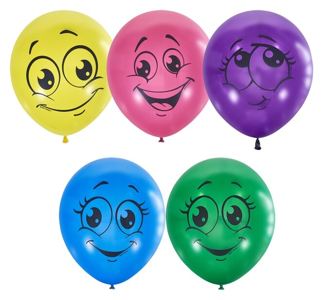 Набор шаров 12" «Улыбки», пастель, 1-сторонний, набор 5 шт. Latex Occidental