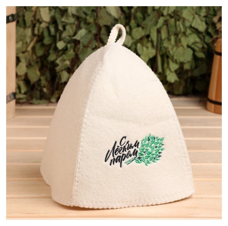 Банная шапка с вышивкой С лёгким паром  Добропаровъ