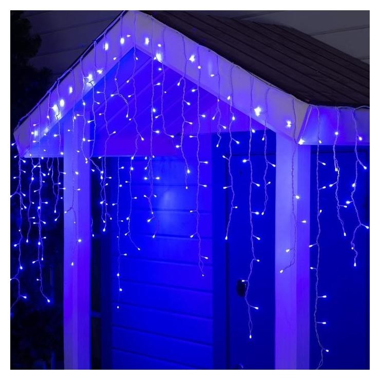 

Гирлянда "Бахрома" 3 х 0.9 м, Ip44, белая нить, 232 Led, свечение синее, 220 В
