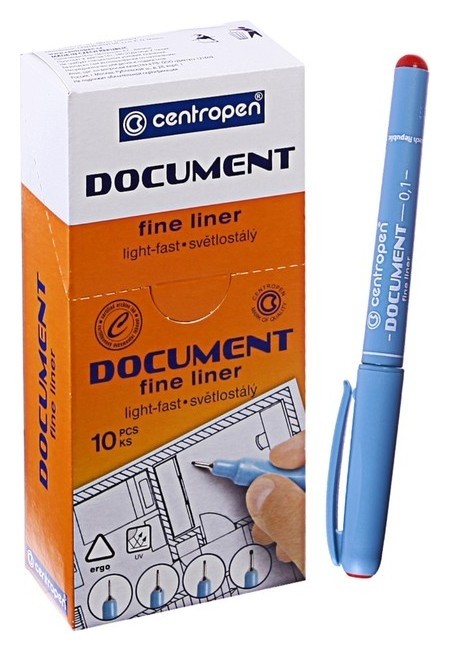 

Ручка капиллярная Centropen "Document" 2631, 0, мм, длина письма 500 м, красная, Красный