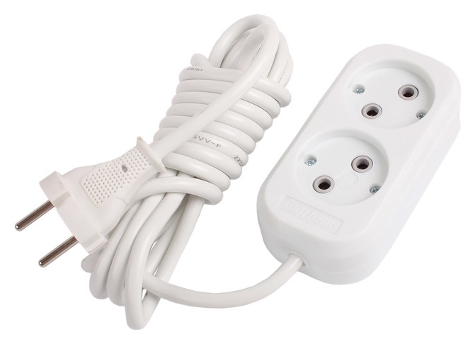 

Удлинитель Smartbuy, 2 розетки, 3 м, 10 А, 2200 Вт, ПВС 2х1 мм2, без з/к, белый