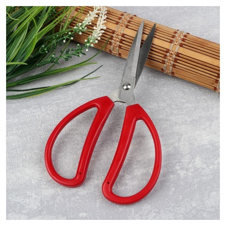 

Ножницы портновские, антискользящие, скошенное лезвие, 19 см, цвет красный