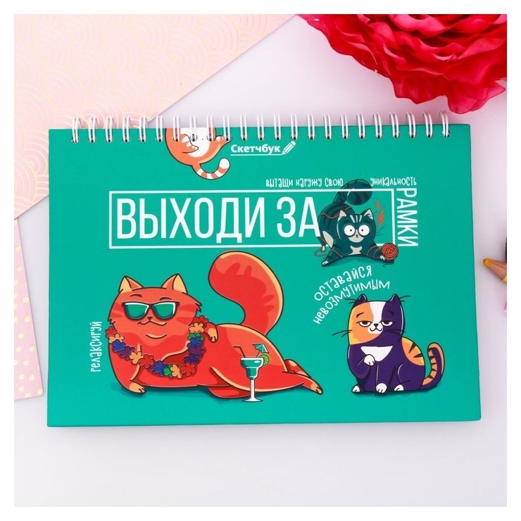 

Скетчбук горизонтальный на гребне "Выходи за рамки", твёрдая обложка, А5, 80 листов