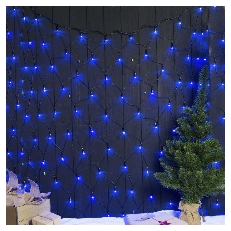 

Гирлянда "Сеть" 2 х 1.5 м, Ip44, тёмная нить, 192 Led, свечение синее, 220 В