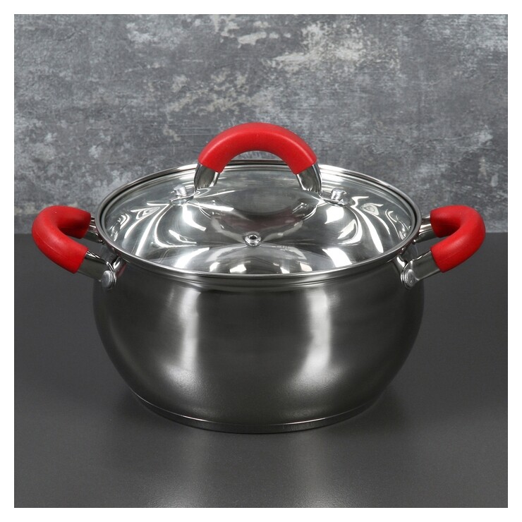 Кастрюля 2,5 л "Вернер", D=18 см, со стеклянной крышкой Доляна