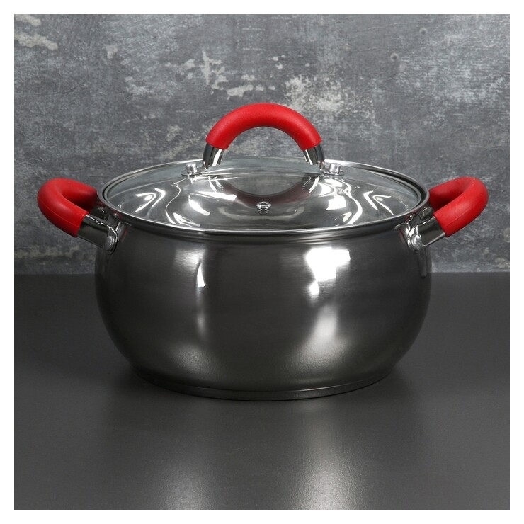 Кастрюля 3,5 л "Вернер", D=20 см, со стеклянной крышкой Доляна